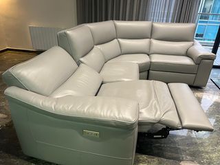 Sofá Natuzzi piel gris modular 4 piezas reclinable