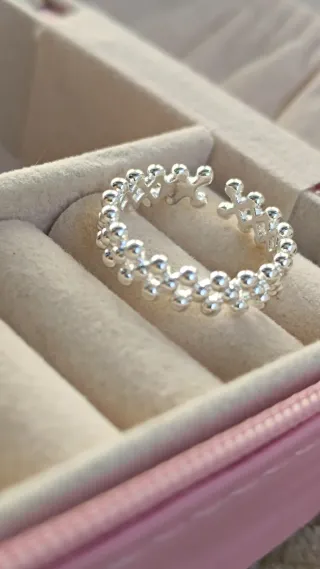 Anillo plata ajustable diseño bolitas