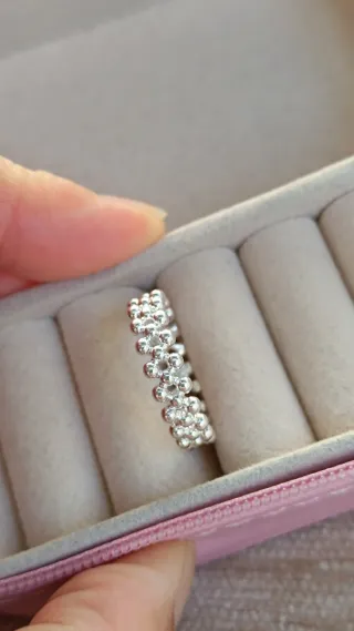 Anillo plata ajustable diseño bolitas