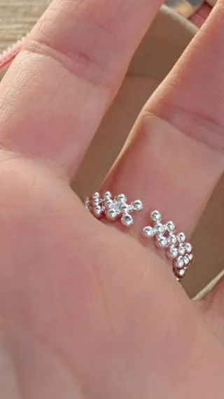 Anillo plata ajustable diseño bolitas
