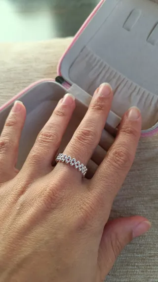 Anillo plata ajustable diseño bolitas