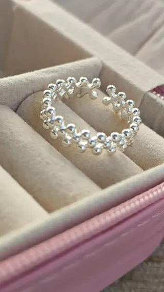 Anillo plata ajustable diseño bolitas