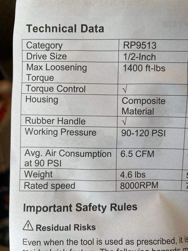 VEVOR Llave de impacto de aire pistola de impacto