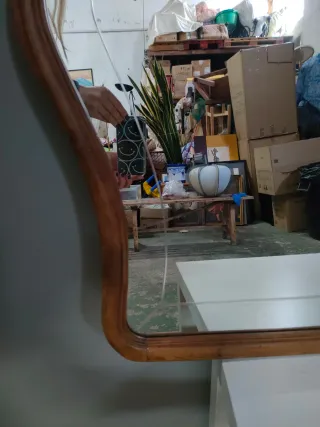 Espejo Antiguo Madera tallada y espejo Biselado