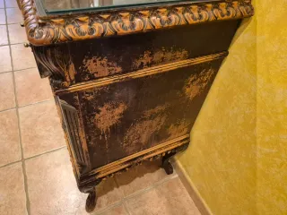 Mueble de entrada Vintage madera y cristal