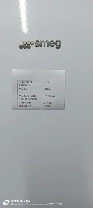 NEVERA COMBI SMEG NO FROST ENERGÍA A+.