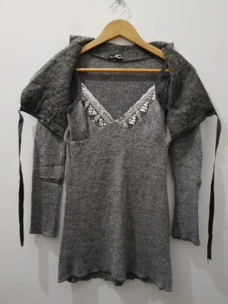 Vestitino donna grigio con pizzo