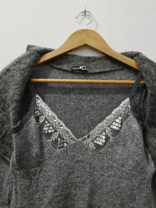 Vestitino donna grigio con pizzo