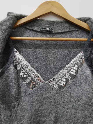 Vestitino donna grigio con pizzo