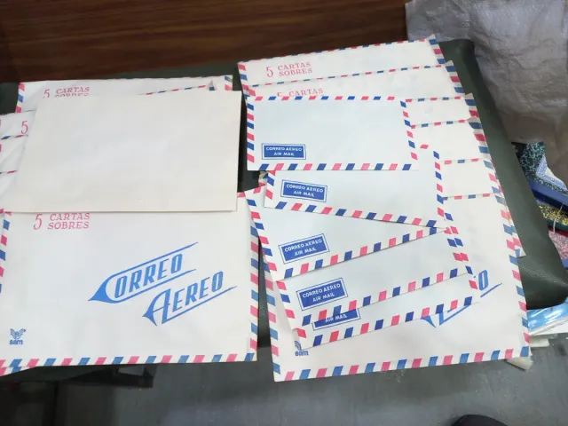 12 sobres Correo Aéreo 5 cartas con 5 cartas