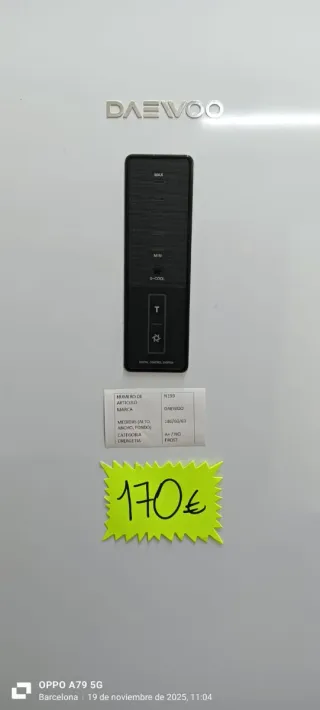 Nevera Combi Daewoo Blanca No Frost energía A+