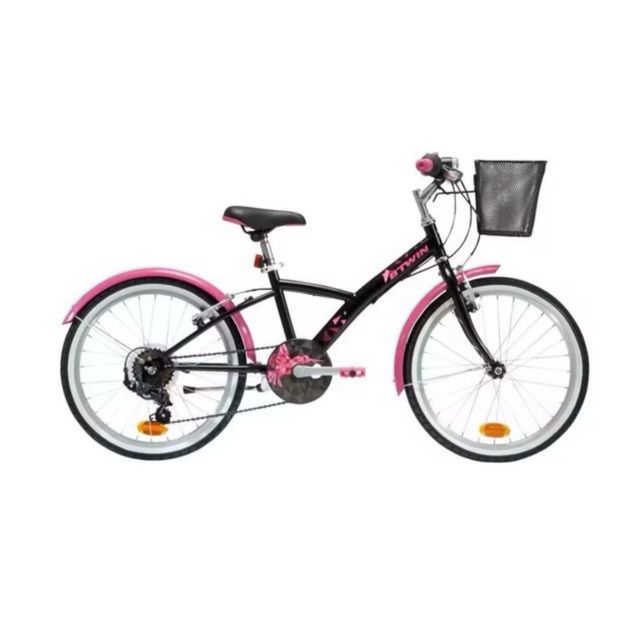 Bici B'Twin 20" Niña Negra y Rosa - 6 marchas