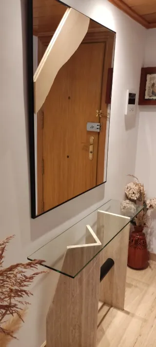 Recibidor sobre cristal y pie mármol Con espejo