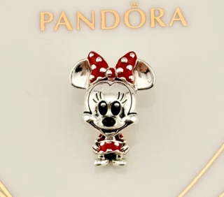 Charm Pandora Disney Minnie Mouse Rojo Plata