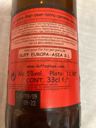 Botellín Cerveza Duff