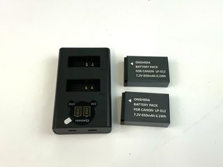 Pacchetto caricabatterie dual + 2 batterie LP-E12 (Canon)