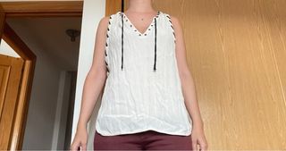 camisa negra cuerdas blancas talla S/M