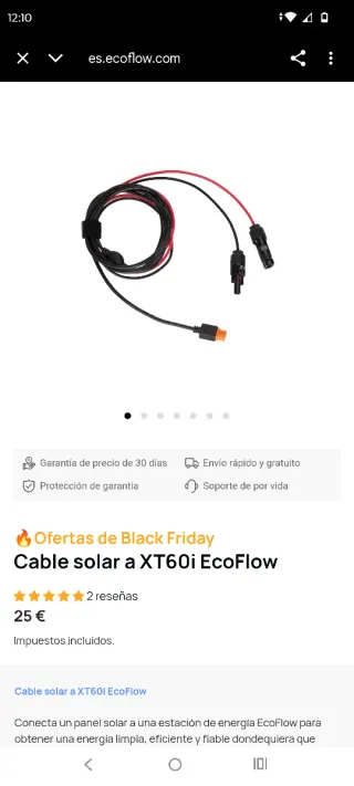 Cable solar a XT60i EcoFlow