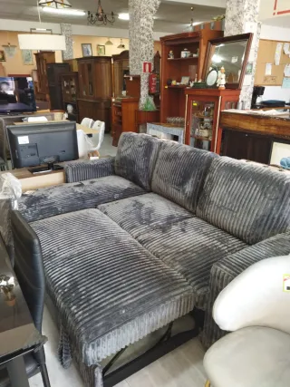 Sofá Cherlong Cama Corduroy Gris Oscuro