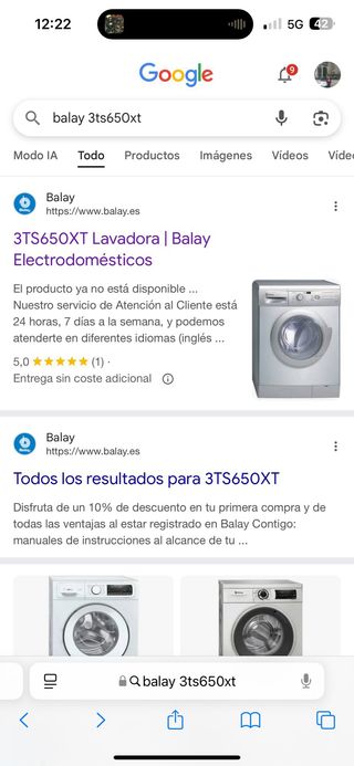 Lavadora balay 3TS650XT