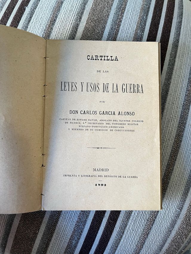 Cartilla Militar 1893 Leyes y Usos de la Guerra