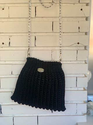 Bolso Cartera Tejida Negra Dama