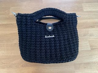 Bolso Cartera Tejida Negra Dama