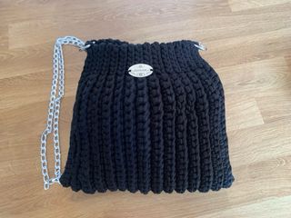 Bolso Cartera Tejida Negra Dama