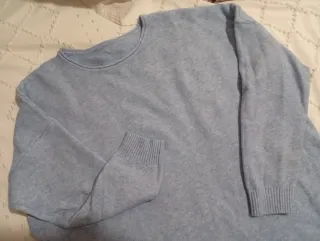 Jersey punto azul con flecos talla única