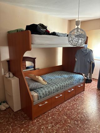 Litera madera cerezo con cajones