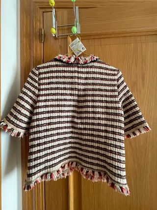 Blusa Tweed Rayas Negras Rojas Blancas Tipo Chanel