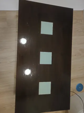 Mesa auxiliar salón madera y cristal