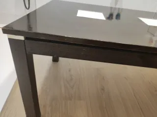 Mesa auxiliar salón madera y cristal