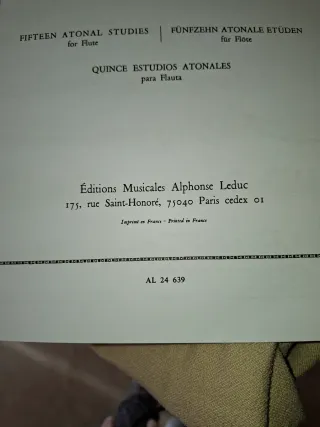 QUINZE ETUDES ATOLES POUR FLUTE