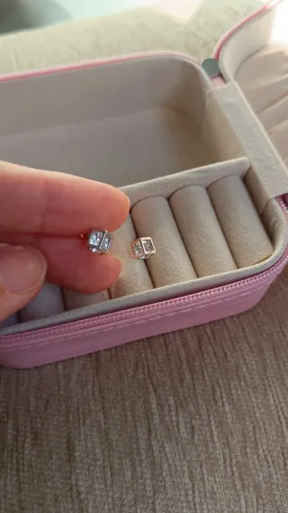 Pendientes Cubo Brillantes Plata