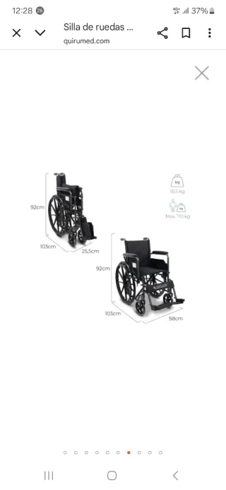 Sedia a rotelle in acciaio pieghevole