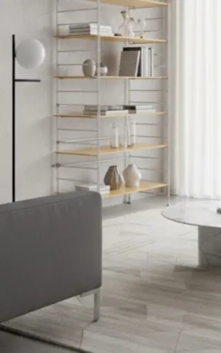 Estantería Madera, Cristal y Acero inox