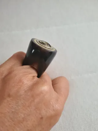 Anillo Cuerno y Plata Espiral