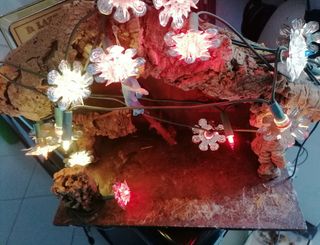 Capanna presepe con luci