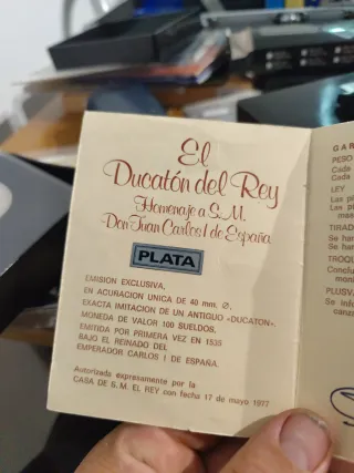 Moneda Ducatón Plata Rey Carlos 1975