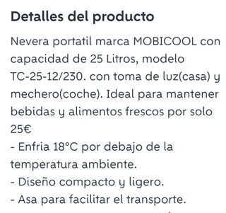 Nevera portatil 12v .