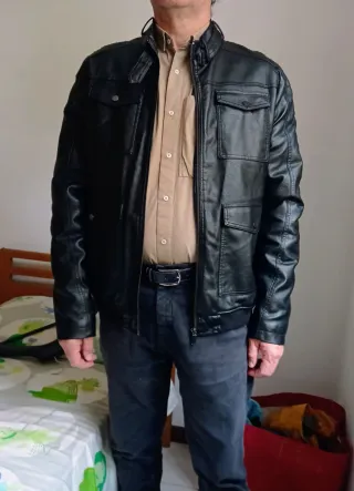 Giubbotto Moda Bata Ecopelle XL 5Tasche Nero Nuovo