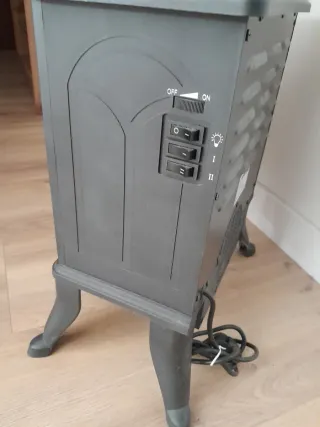 Estufa eléctrica/chimenea negra de metal