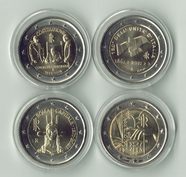 Lote de 21 moedas comemorativas de 2 euros da Itália. UNC