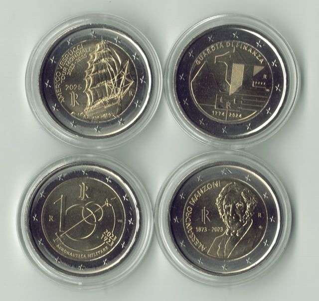 Lote de 21 moedas comemorativas de 2 euros da Itália. UNC