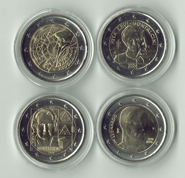 Lote de 21 moedas comemorativas de 2 euros da Itália. UNC