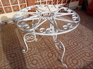 Mesa redonda forja blanca