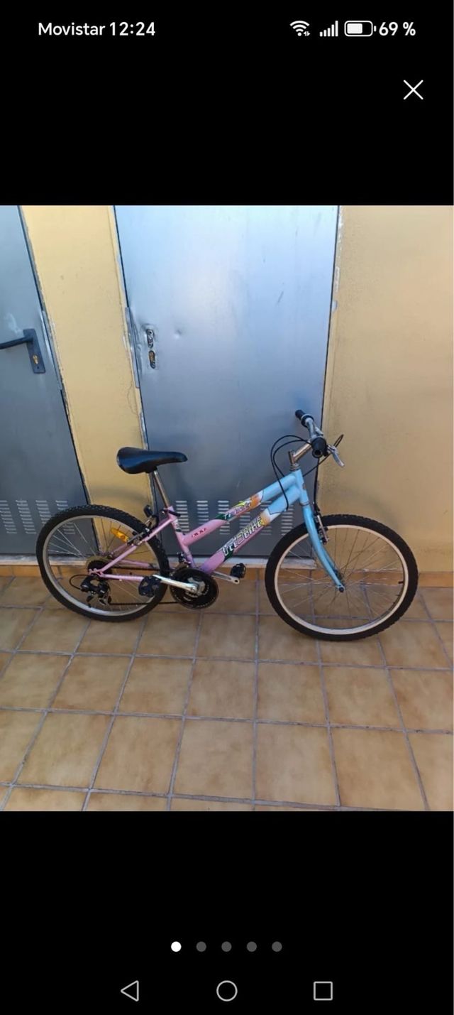 Bicicleta infantil azul y rosa