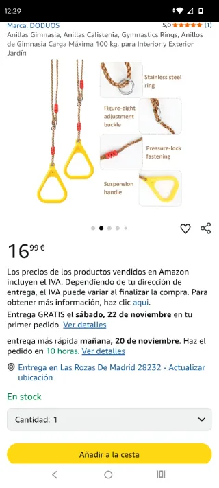 Anillas Gimnasia Calistenia DODUOS