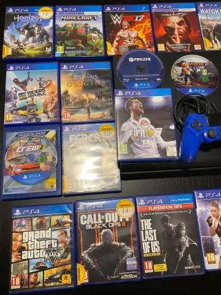 PS4 500GB + Mando + Cables + 1 Juego